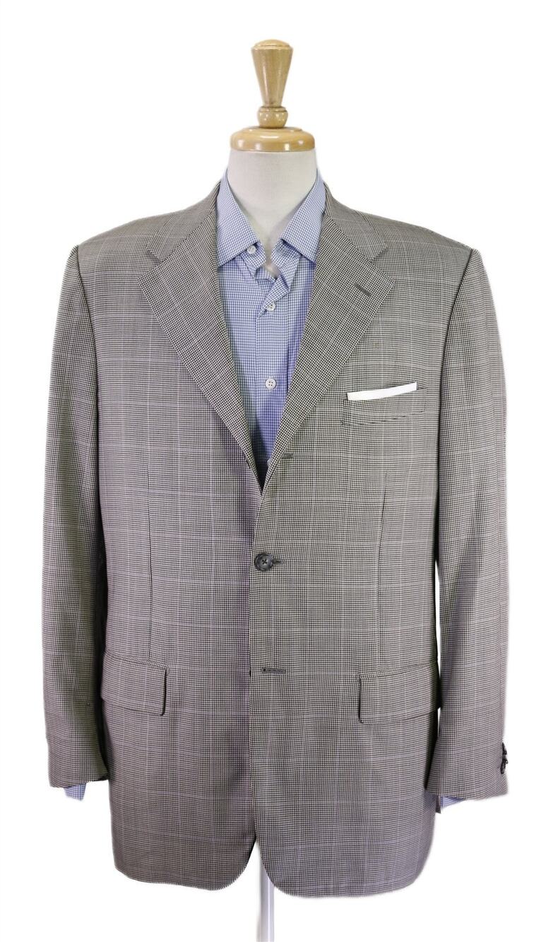 Corneliani Gray Black Purple Windowpane Super 130's Wool Sportcoat Blazer 42R
